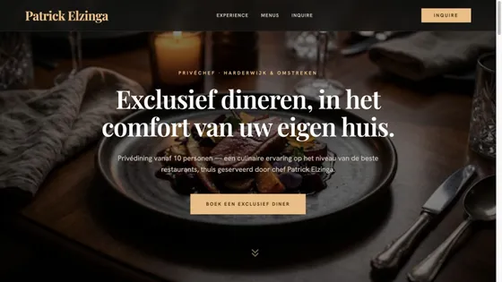 Websiteontwerp voor private dining door Patrick Elzinga